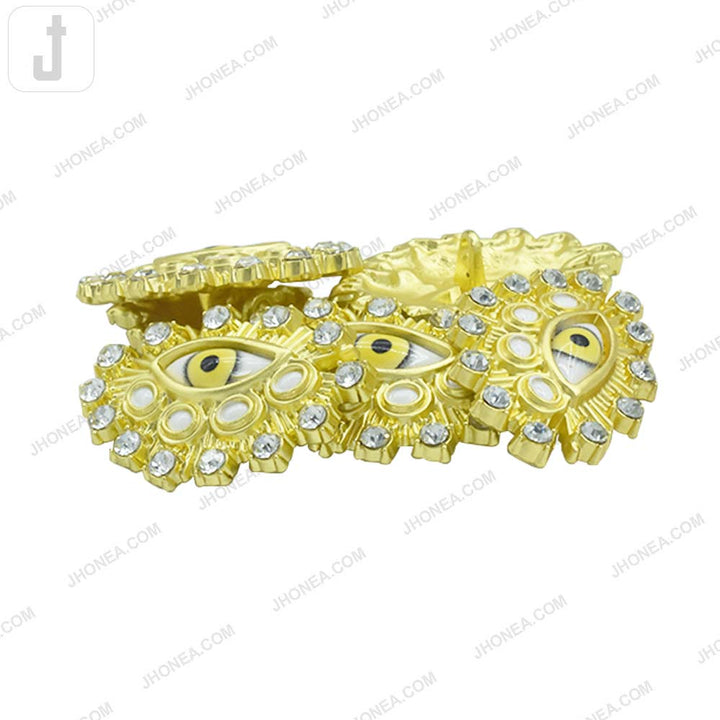 Fancy Eye Metal Button with Diamond Accents for Designer Wear