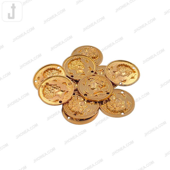Vintage Golden Roman Head Design Metal Clothing Accessory 