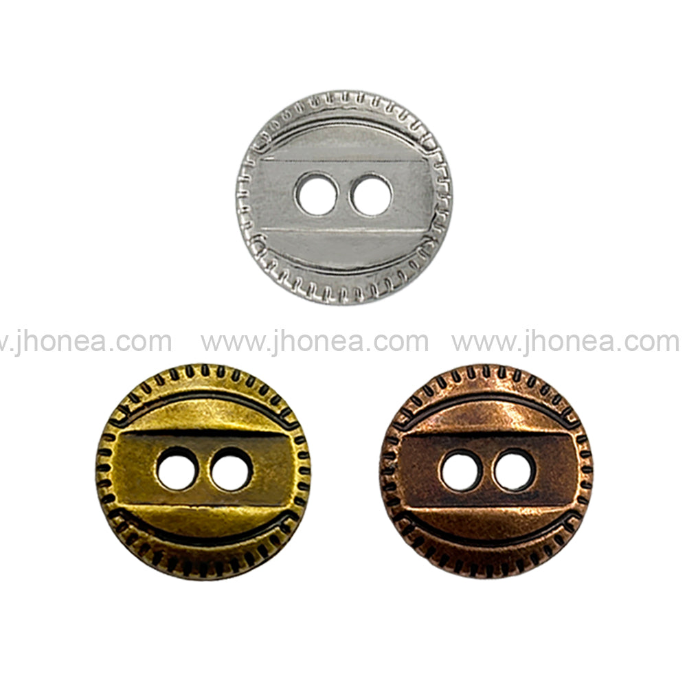 Western Style 2-Hole Round Shape Metal Button for Dresses