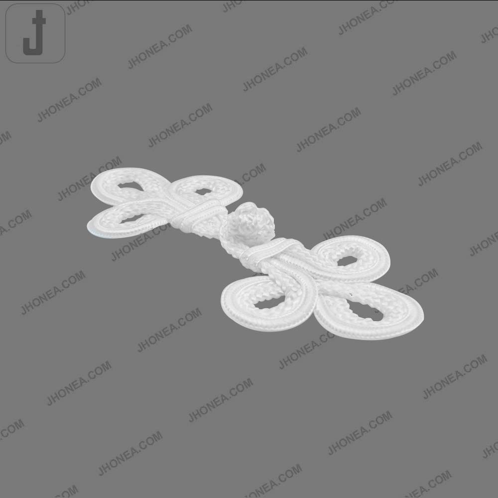 Decorative Designer white Braided Frog Closure Coat Toggles Fastener