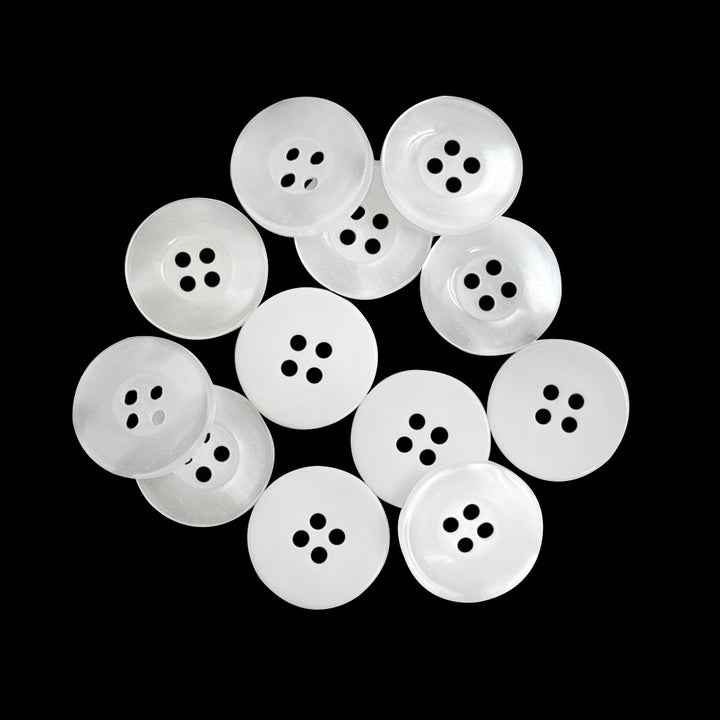 Glossy Pearlescent White 4-Hole 15mm(24L) Polyester Button