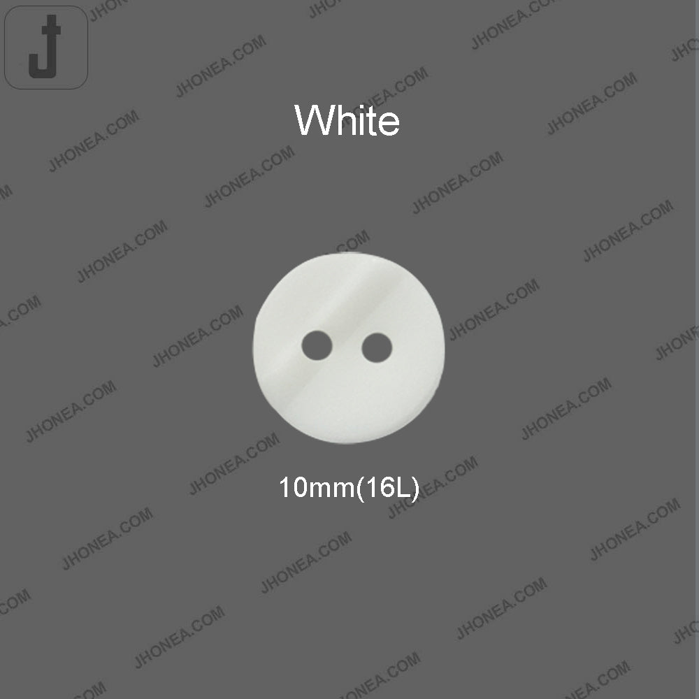 10mm White Round Shape 2-Hole Shirt Buttons