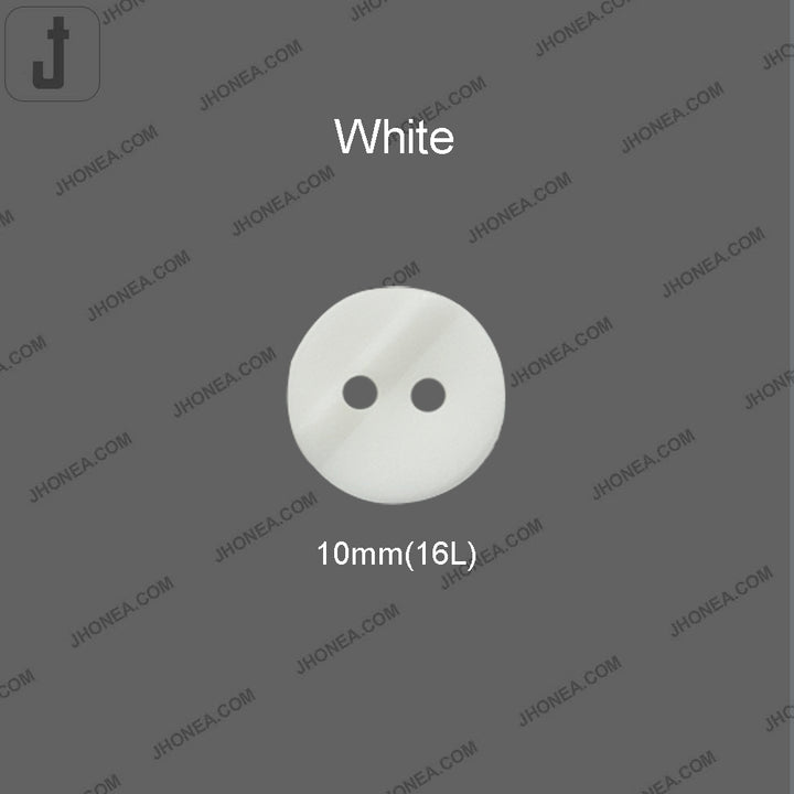 10mm White Round Shape 2-Hole Shirt Buttons