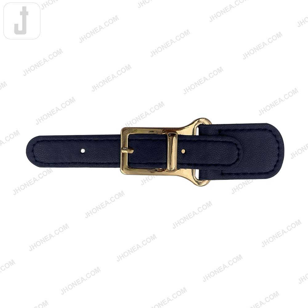 Fashionable Shiny Gold Buckle with Prong PU Belt