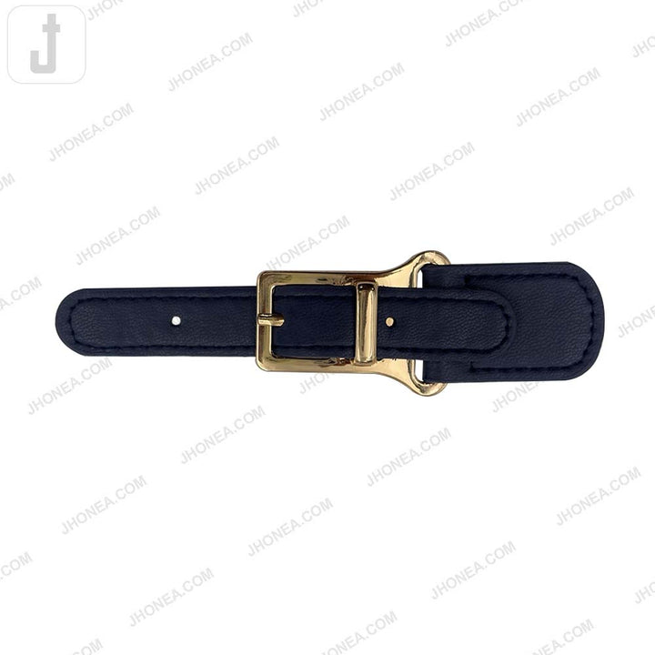Fashionable Shiny Gold Buckle with Prong PU Belt