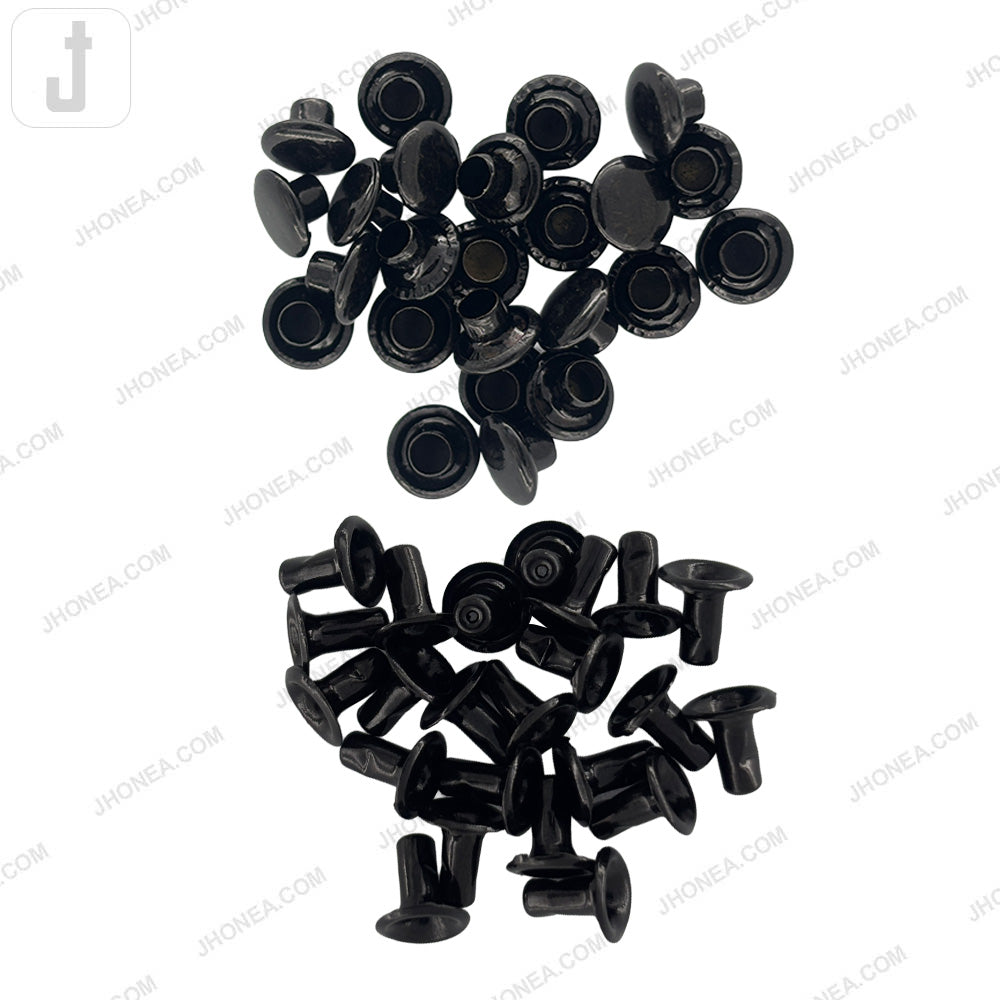 Solid Brass Flat Rivets Matte Black Finish for Leathercraft, Jeans, Bags and DIY Projects