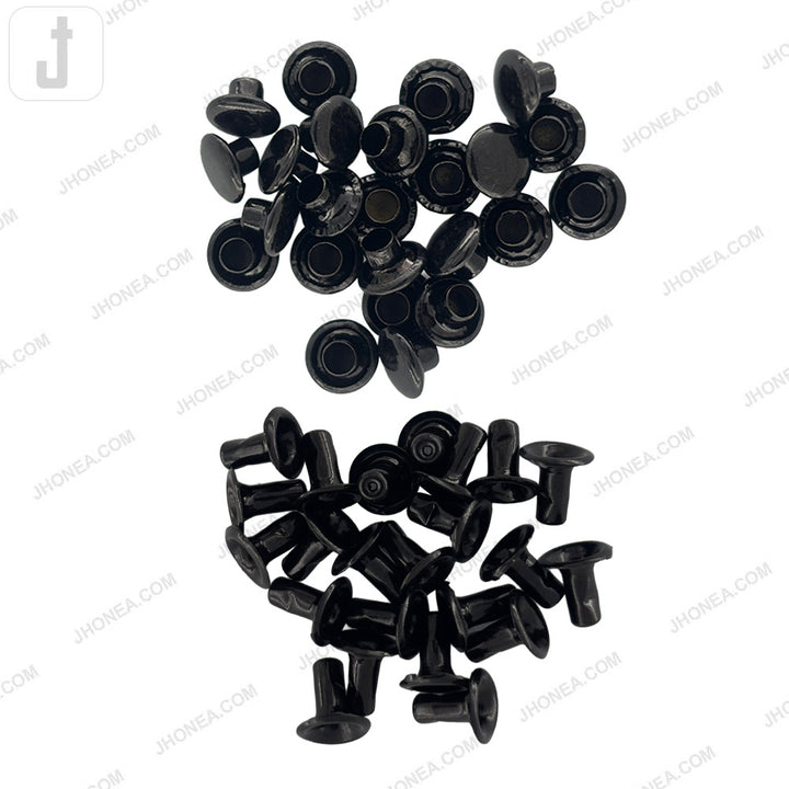Solid Brass Flat Rivets Matte Black Finish for Leathercraft, Jeans, Bags and DIY Projects