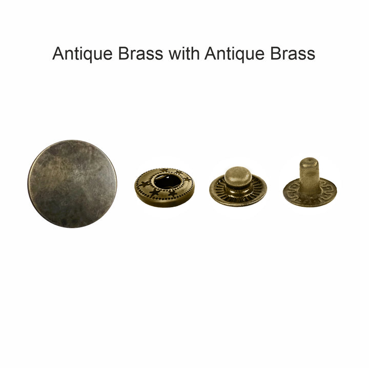Standard-Quality Antique Brass 4-Part Metal Snap Buttons for Leather, Jackets, DIY
