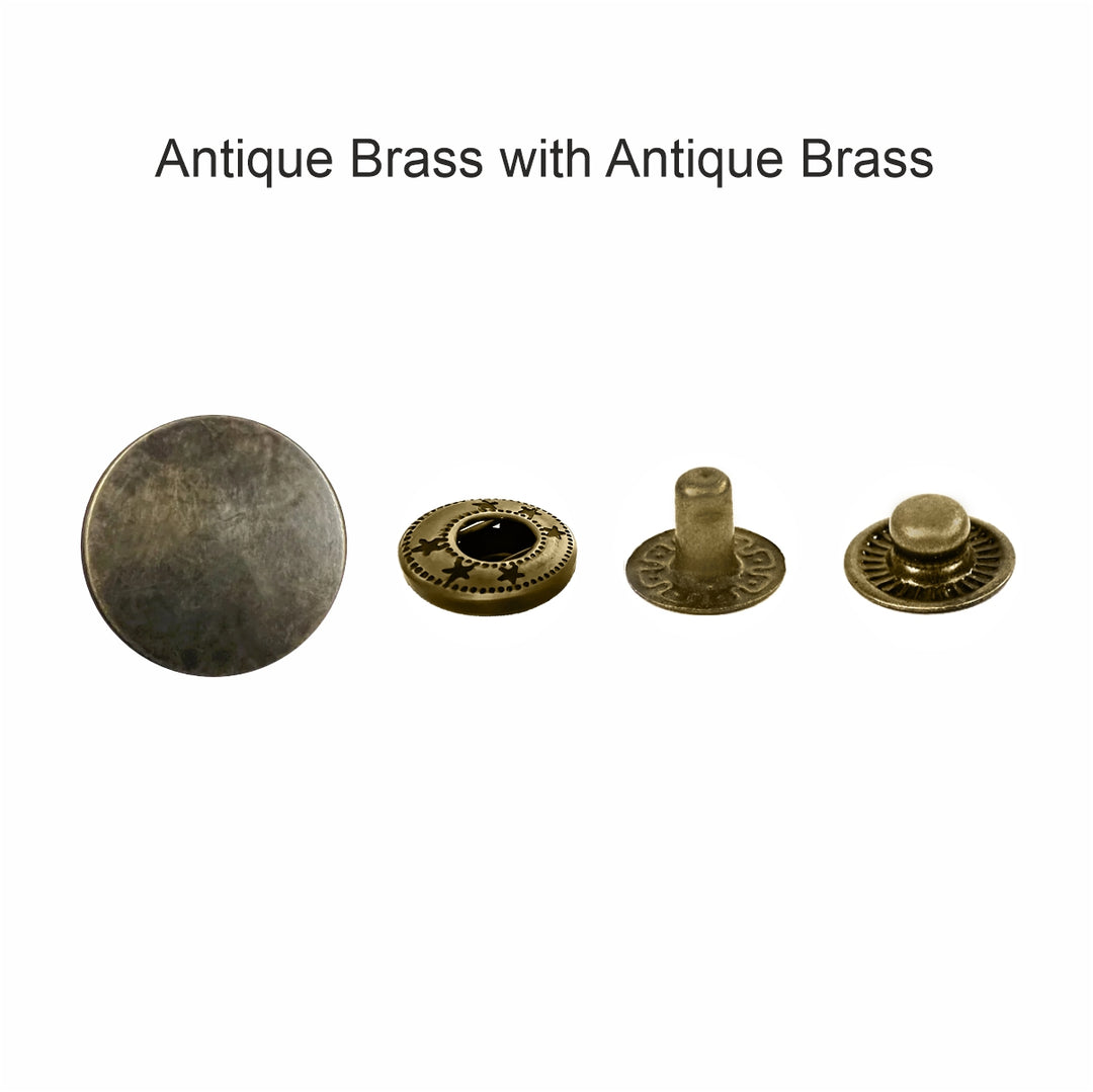 Standard-Quality Antique Brass 4-Part Metal Snap Buttons for Leather, Jackets, DIY