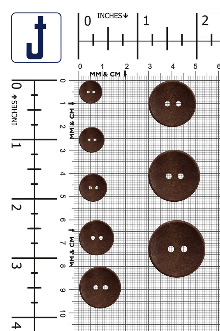 Brown Chic Round Shape 2-Hole Hollow Wooden Buttons