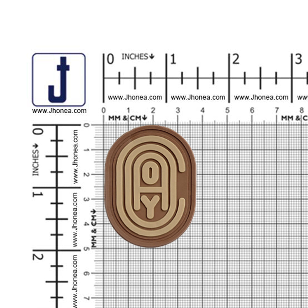 Embossed Letter Design Brown Silicone Patch for Clothing & Bags