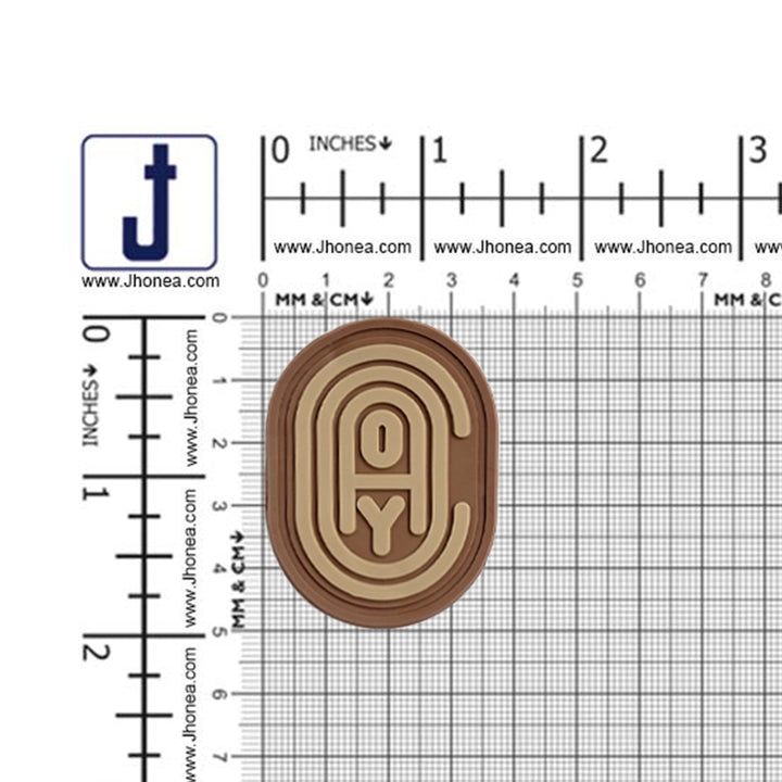 Embossed Letter Design Brown Silicone Patch for Clothing & Bags