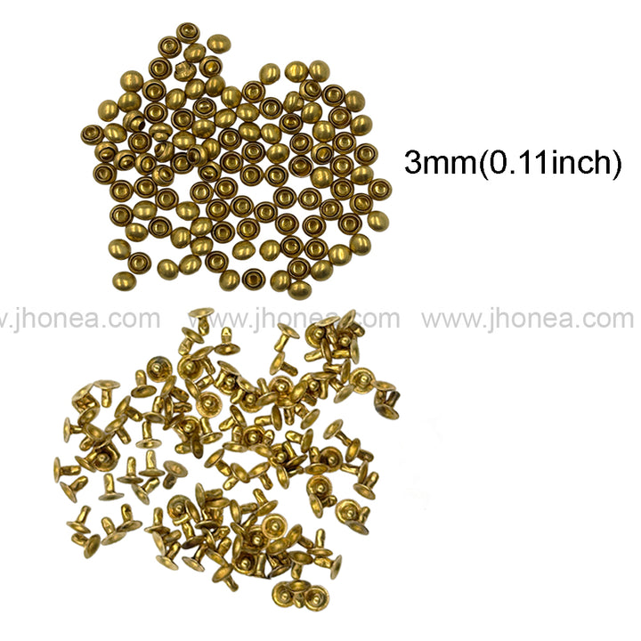 Tiny Dome Shape 3mm Brass Gold Rivets for Leather/Shoes Accessories
