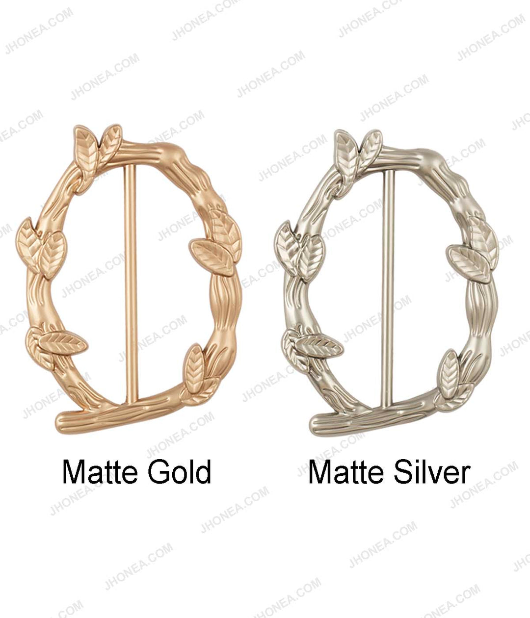 Oval Shape Branches & Leaves Wreath Design Sliding Belt Buckle