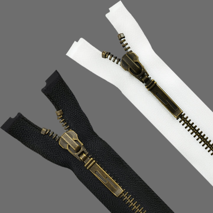 YKK- Exclusive #5 Antique Brass Black/White Designer YKK Metal Zipper