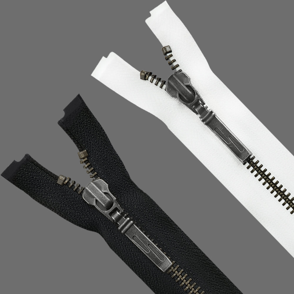 YKK- Exclusive #5 Black Nickel (Gunmetal) Black/White Designer YKK Metal Zipper