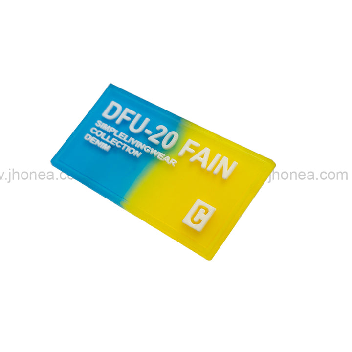 Vibrant Blue and Yellow Silicone Decorative Patch for Clothing