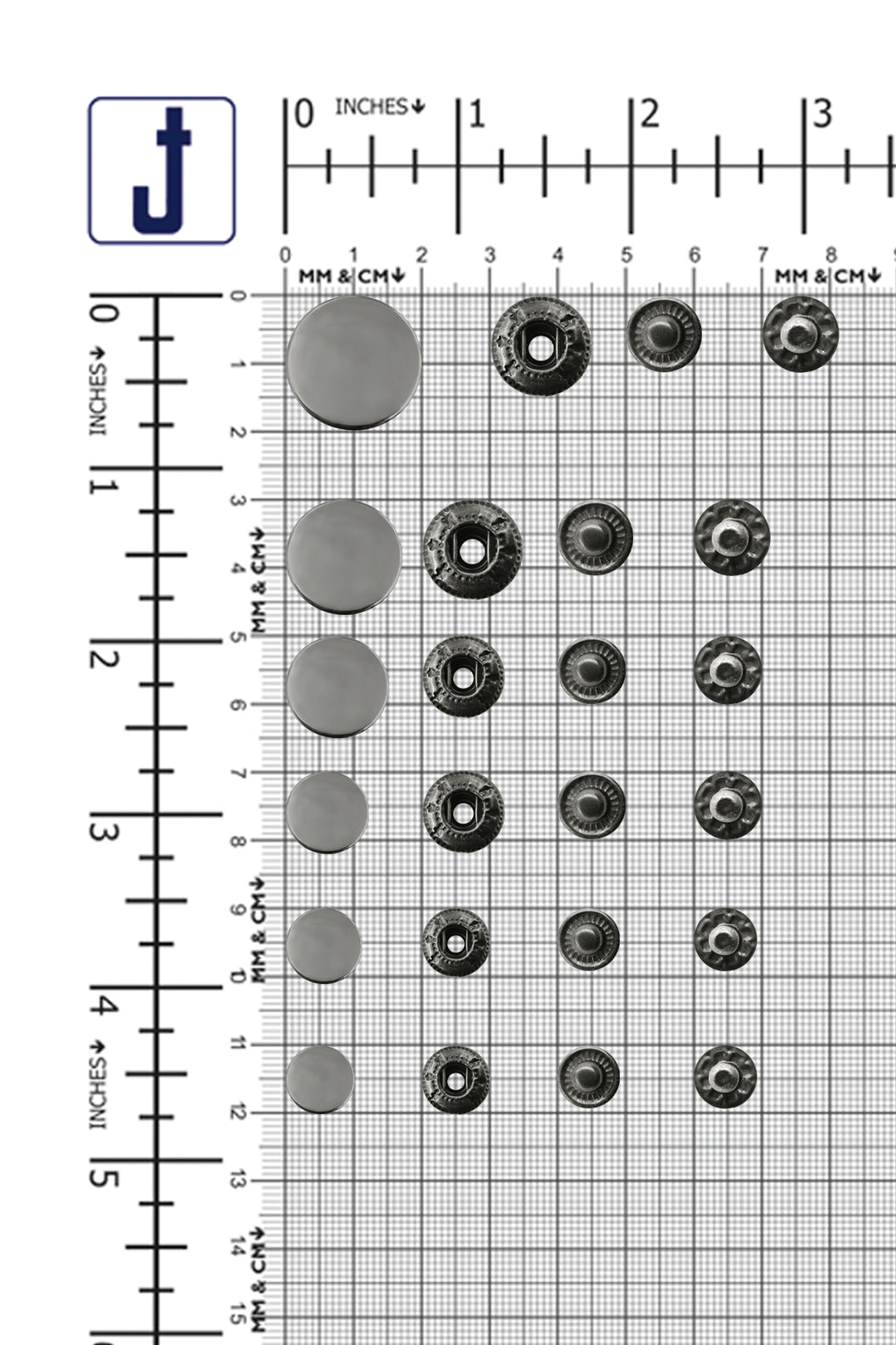 Standard-Quality Gunmetal 4-Part Metal Snap Buttons for Leather, Jackets, DIY