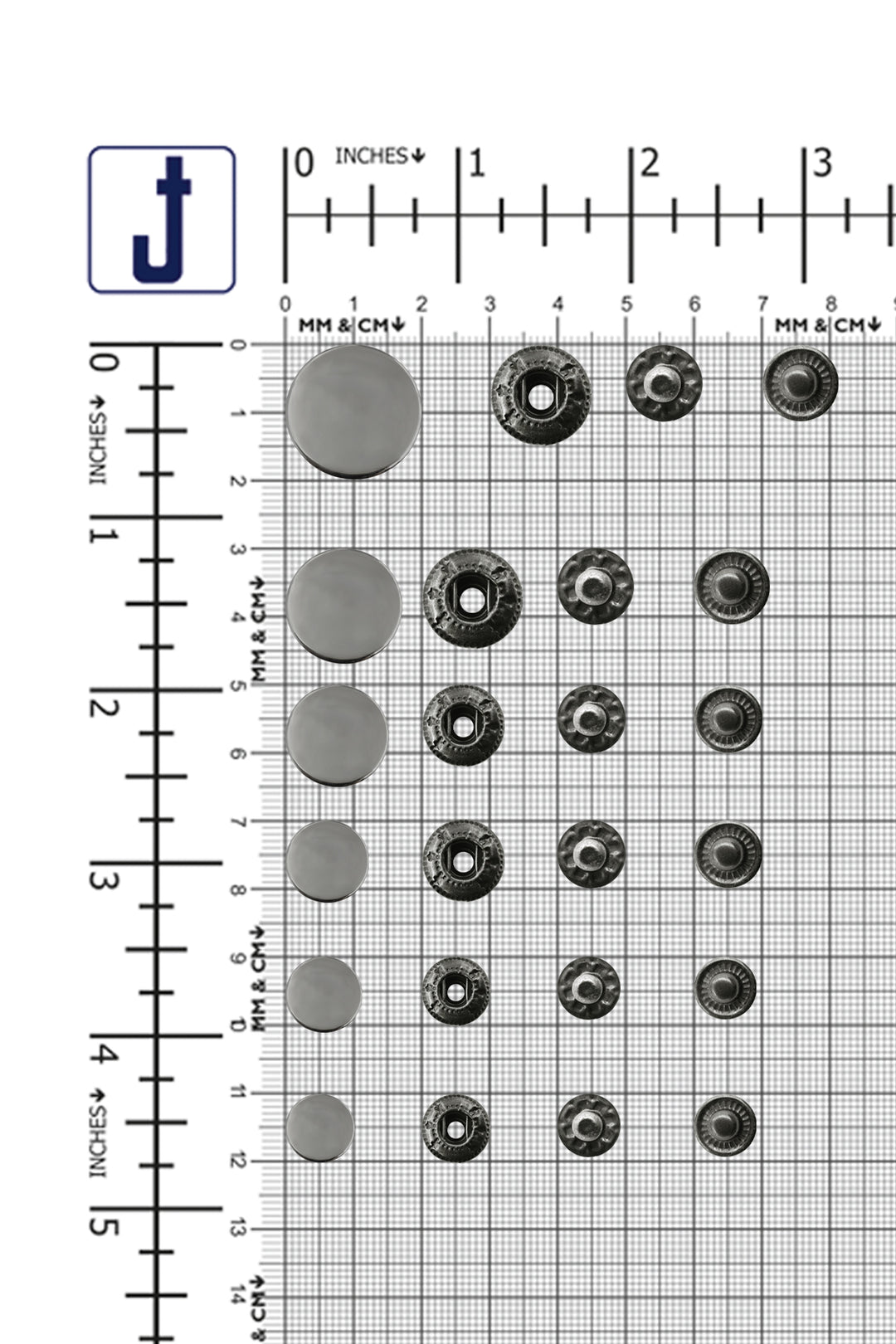 Standard-Quality Gunmetal 4-Part Metal Snap Buttons for Leather, Jackets, DIY