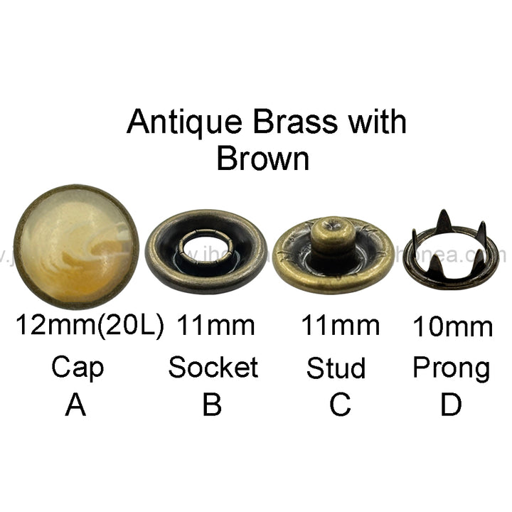 Decorative Antique Brass Finish Prong Snap Button for Garments & Bags