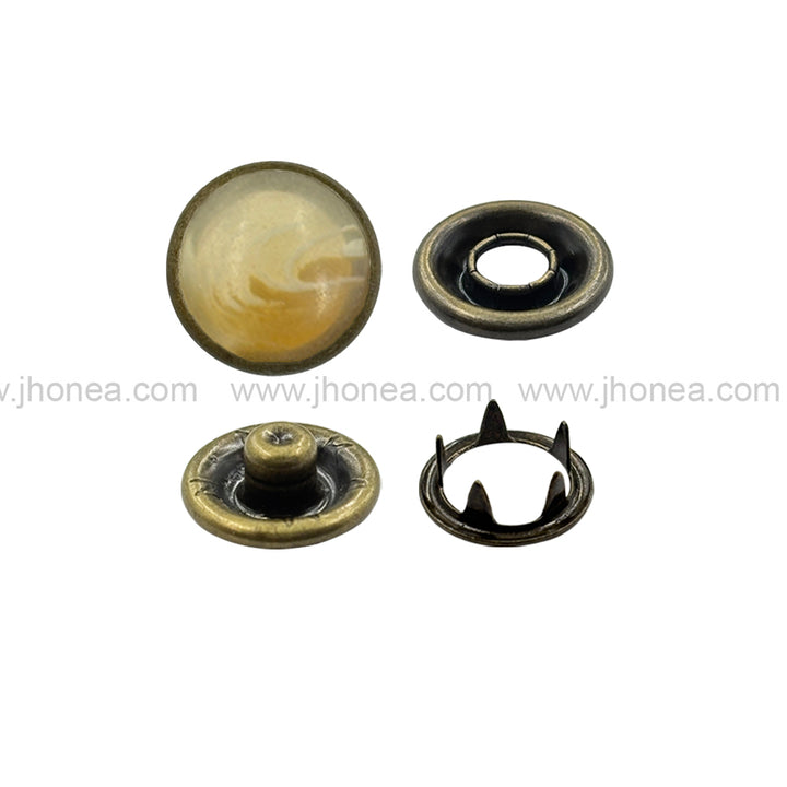 Decorative Antique Brass Finish Prong Snap Button for Garments & Bags