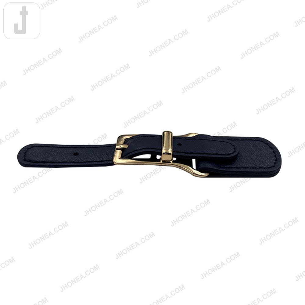 Fashionable Shiny Gold Buckle with Prong PU Belt