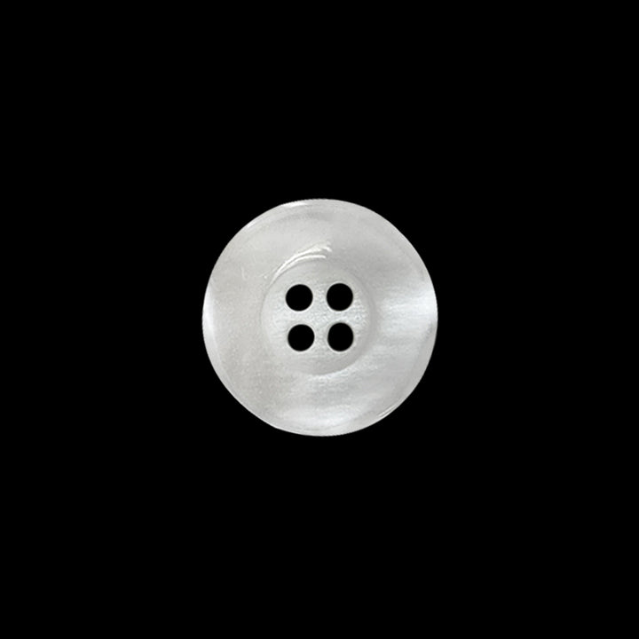Glossy Pearlescent White 4-Hole 15mm Polyester Button