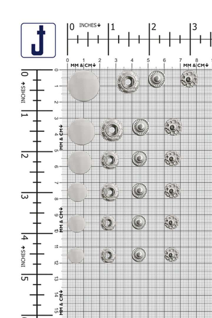 Standard-Quality Matte Silver 4-Part Metal Snap Buttons for Leather, Jackets, DIY