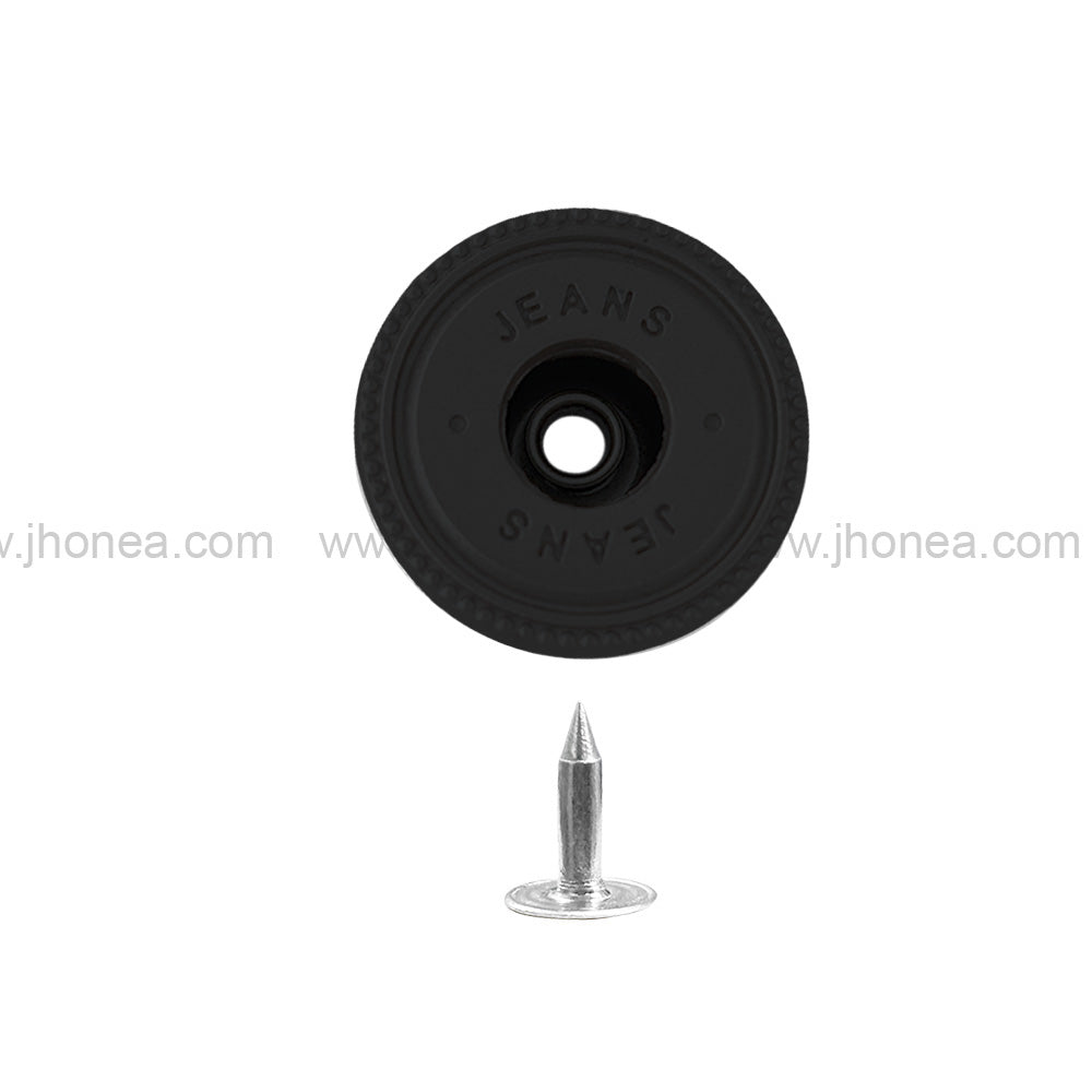 Fashionable matte black round metal jeans button for clothing