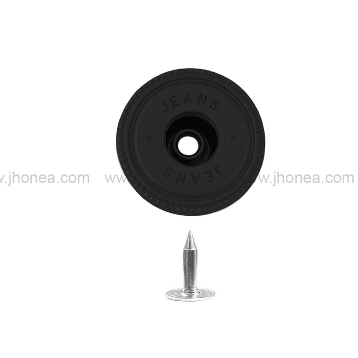 Fashionable matte black round metal jeans button for clothing
