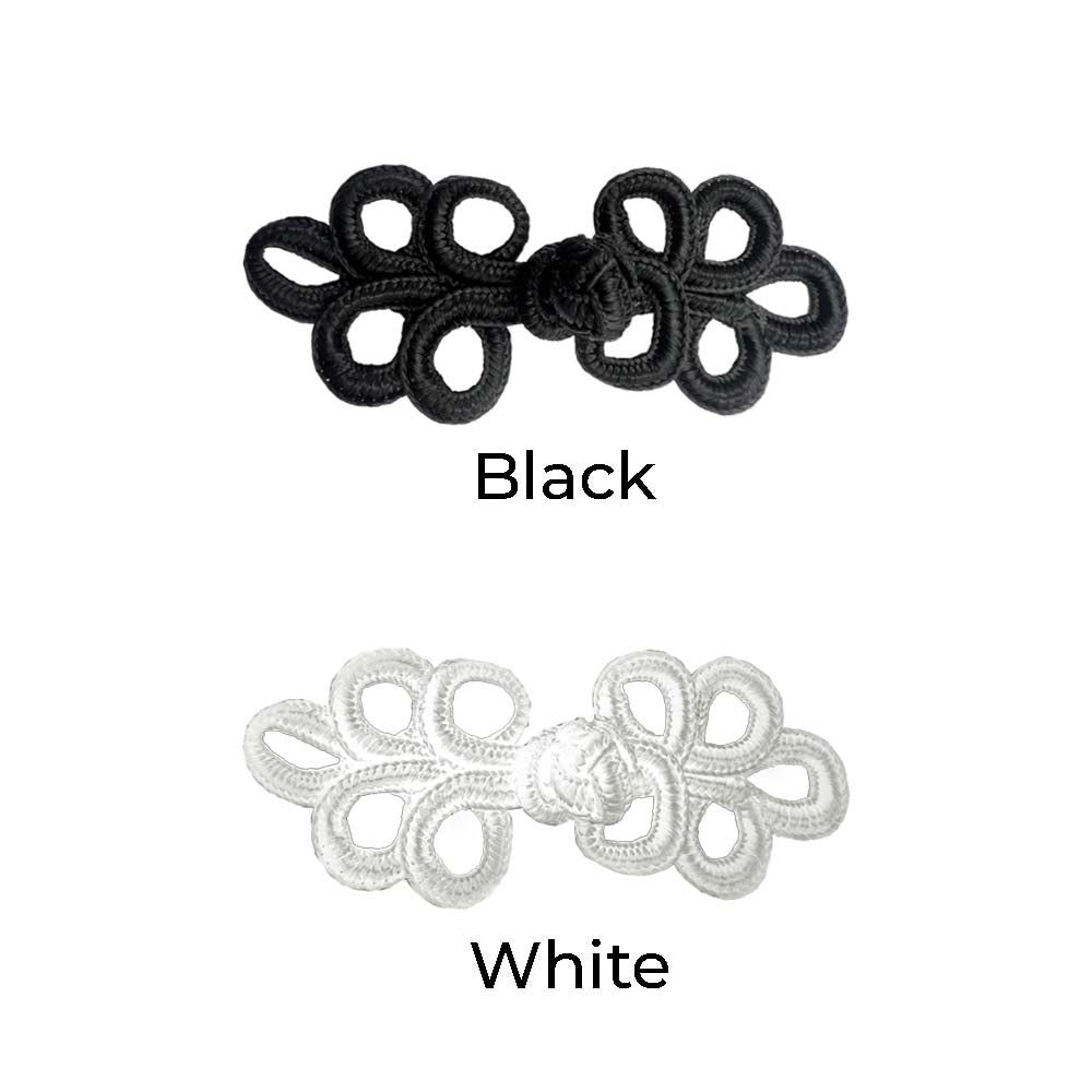 Classic Black/White Braided Frog Knot Closure for Dresses