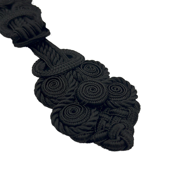 Regal Designer Black Braided Cord Frog Closure for Clothing