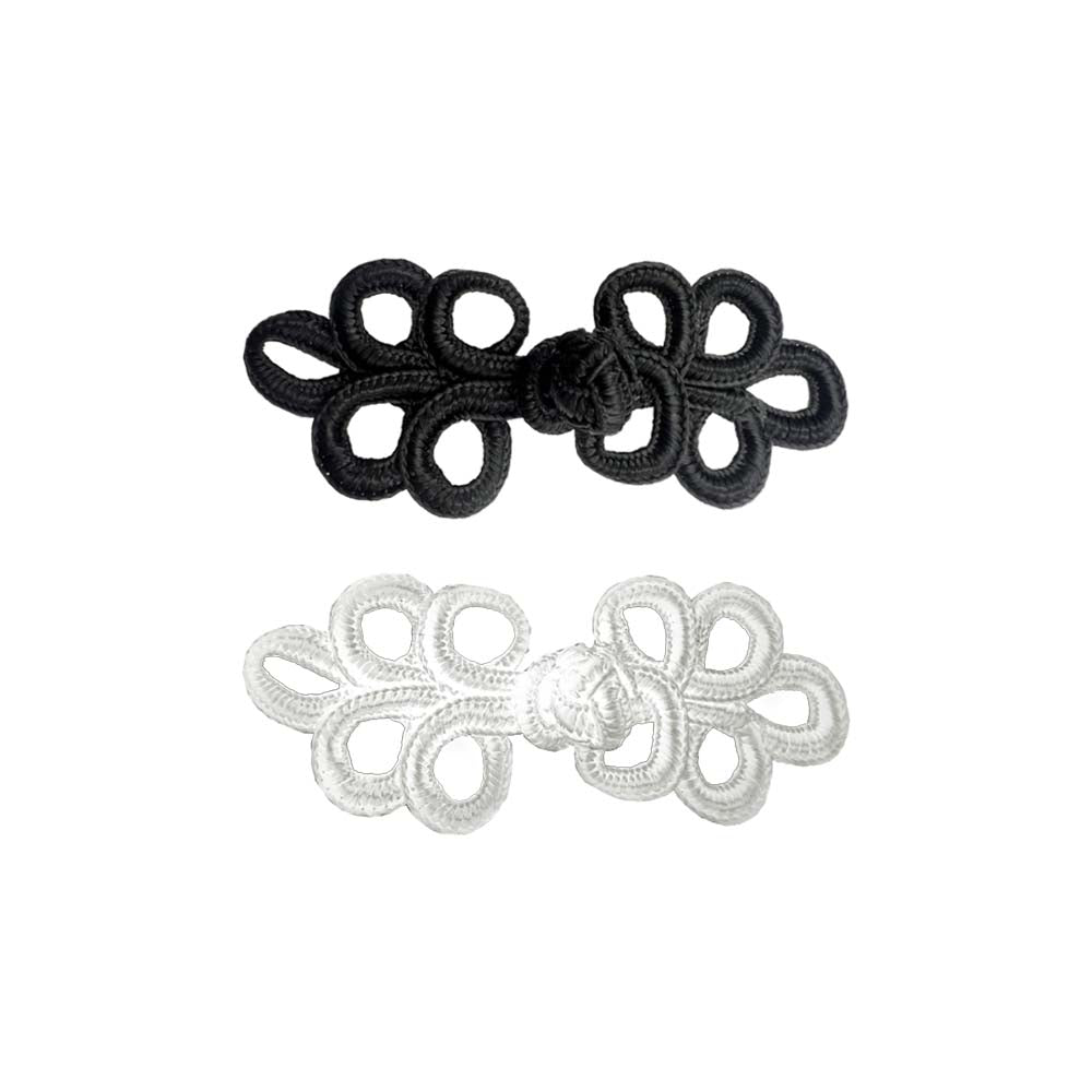 Classic Black/White Braided Frog Knot Closure for Dresses