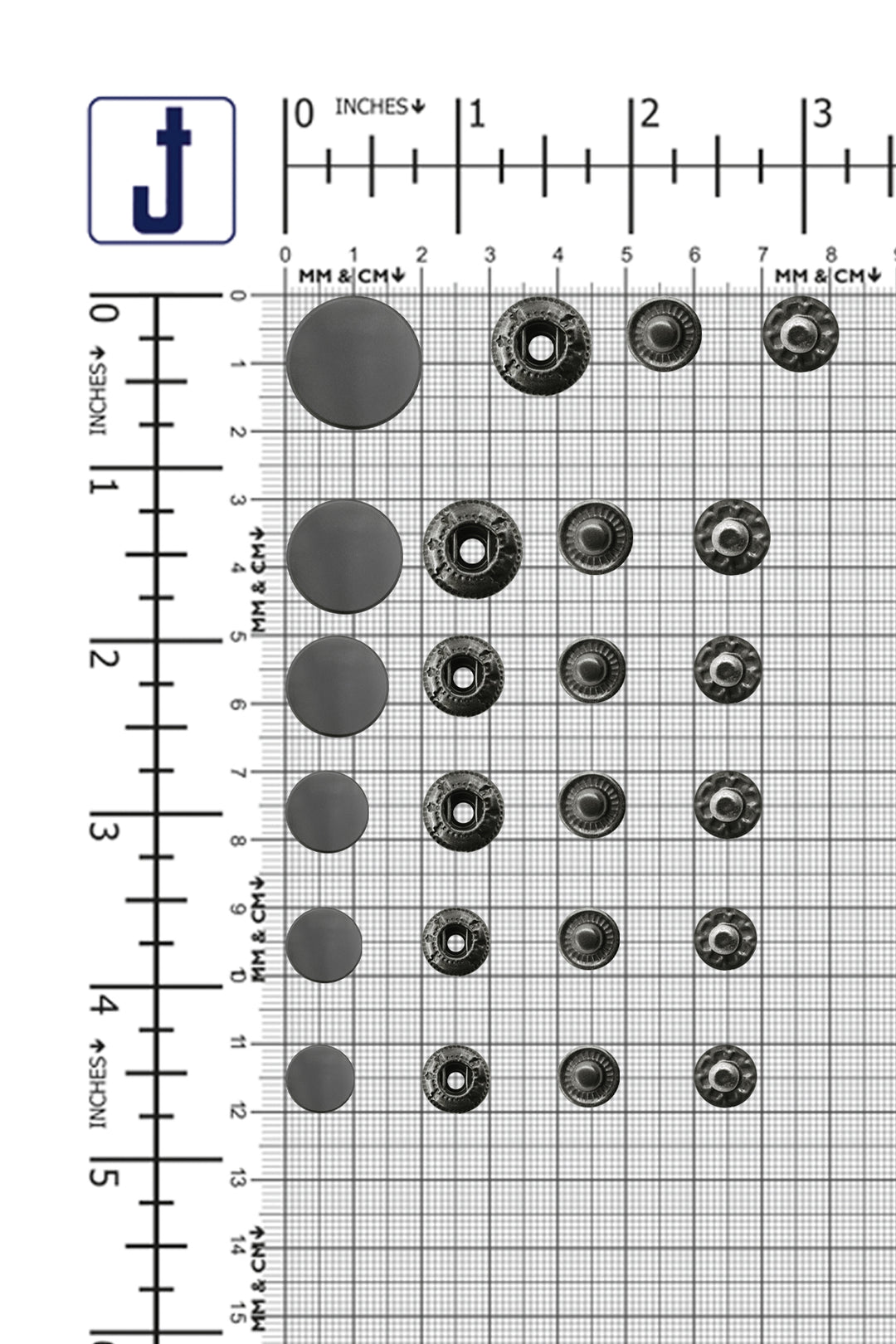 Standard-Quality Matte Dark Grey 4-Part Metal Snap Buttons for Leather, Jackets, DIY