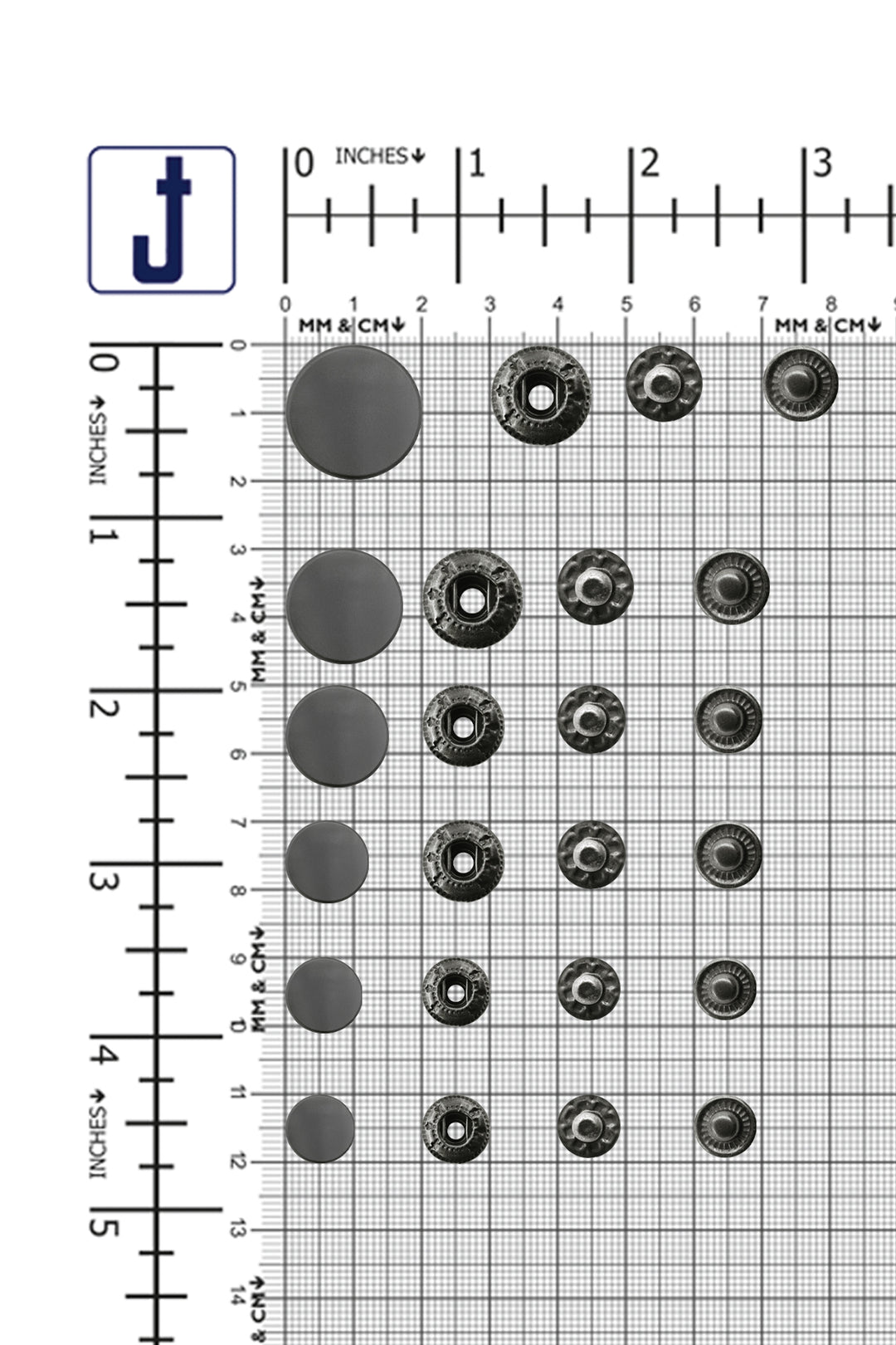 Standard-Quality Matte Dark Grey 4-Part Metal Snap Buttons for Leather, Jackets, DIY