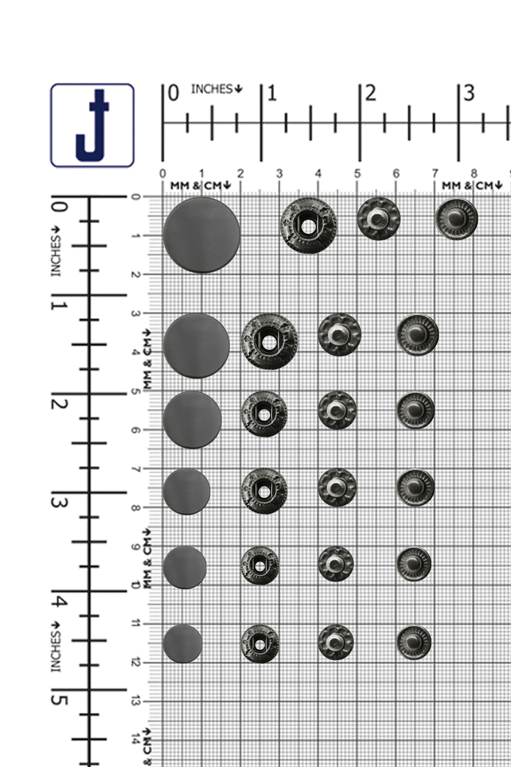 Standard-Quality Matte Dark Grey 4-Part Metal Snap Buttons for Leather, Jackets, DIY