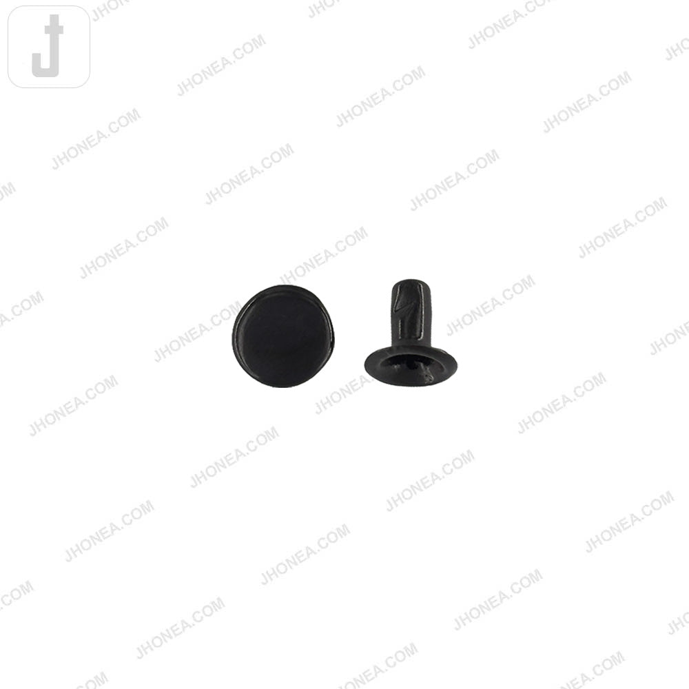 Solid Brass Flat Rivets Matte Black Finish for Leathercraft, Jeans, Bags and DIY Projects