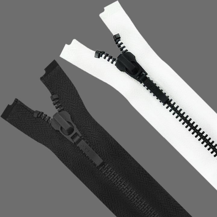 YKK- #5 Quality Designer Matte Black Black/White tape YKK Metal Zipper for Jackets