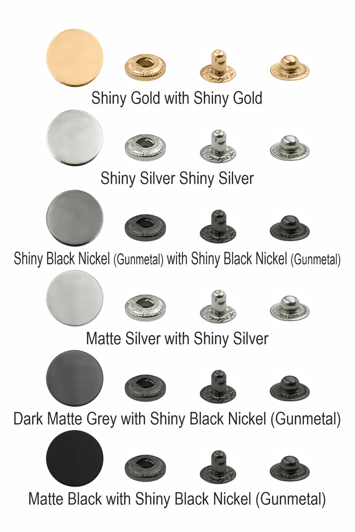 Standard Quality Assorted Metal Snap Buttons 4-Part Snap Fastener Sets