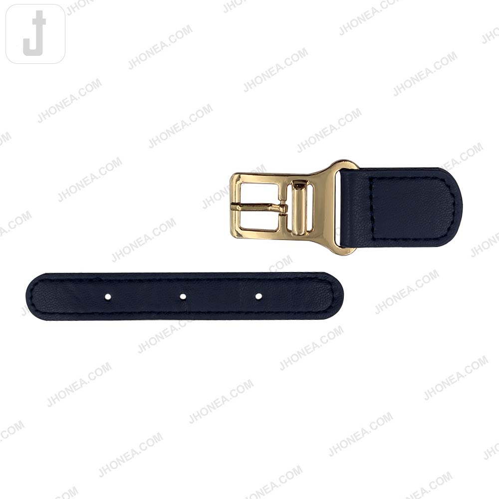 Fashionable Shiny Gold Buckle with Prong PU Belt