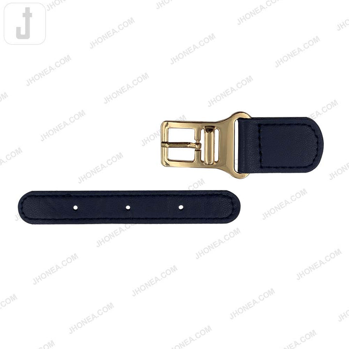 Fashionable Shiny Gold Buckle with Prong PU Belt