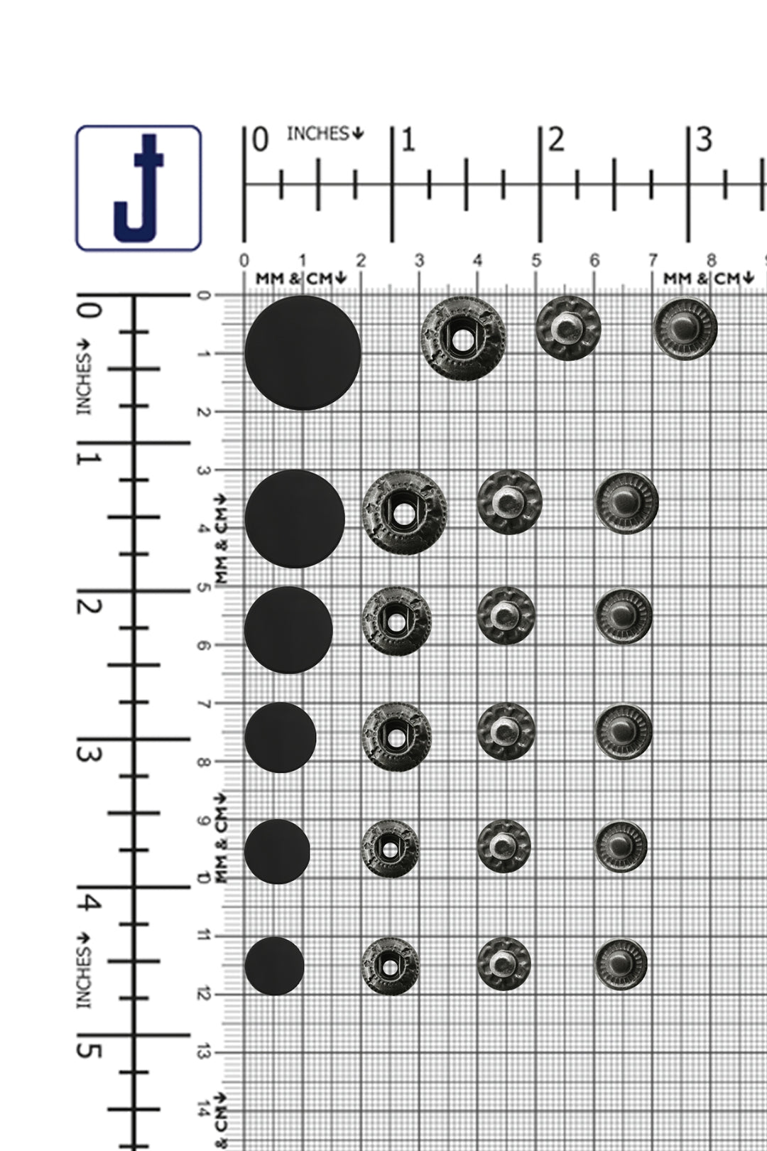 Standard-Quality Matte Black 4-Part Metal Snap Buttons for Leather, Jackets, DIY