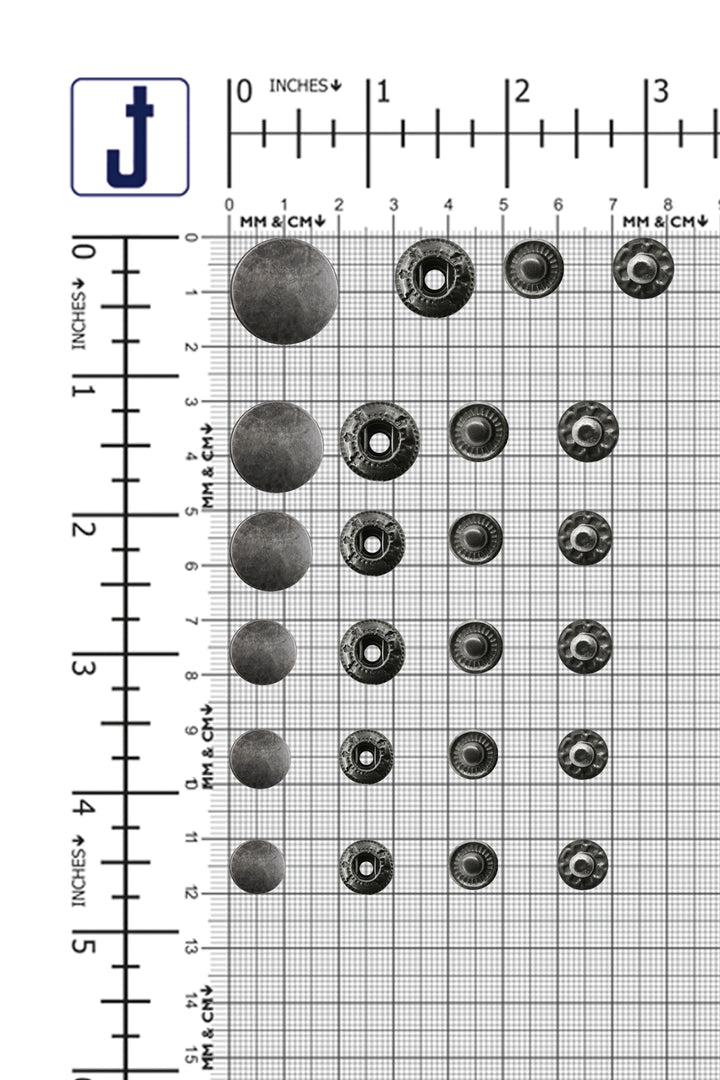 Standard-Quality Pewter Silver 4-Part Metal Snap Buttons for Leather, Jackets, DIY