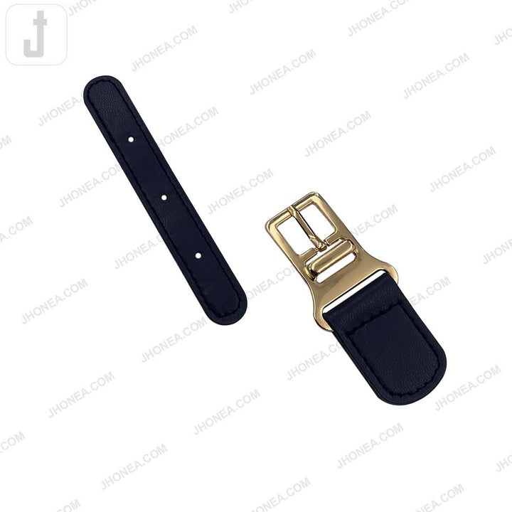 Fashionable Shiny Gold Buckle with Prong PU Belt