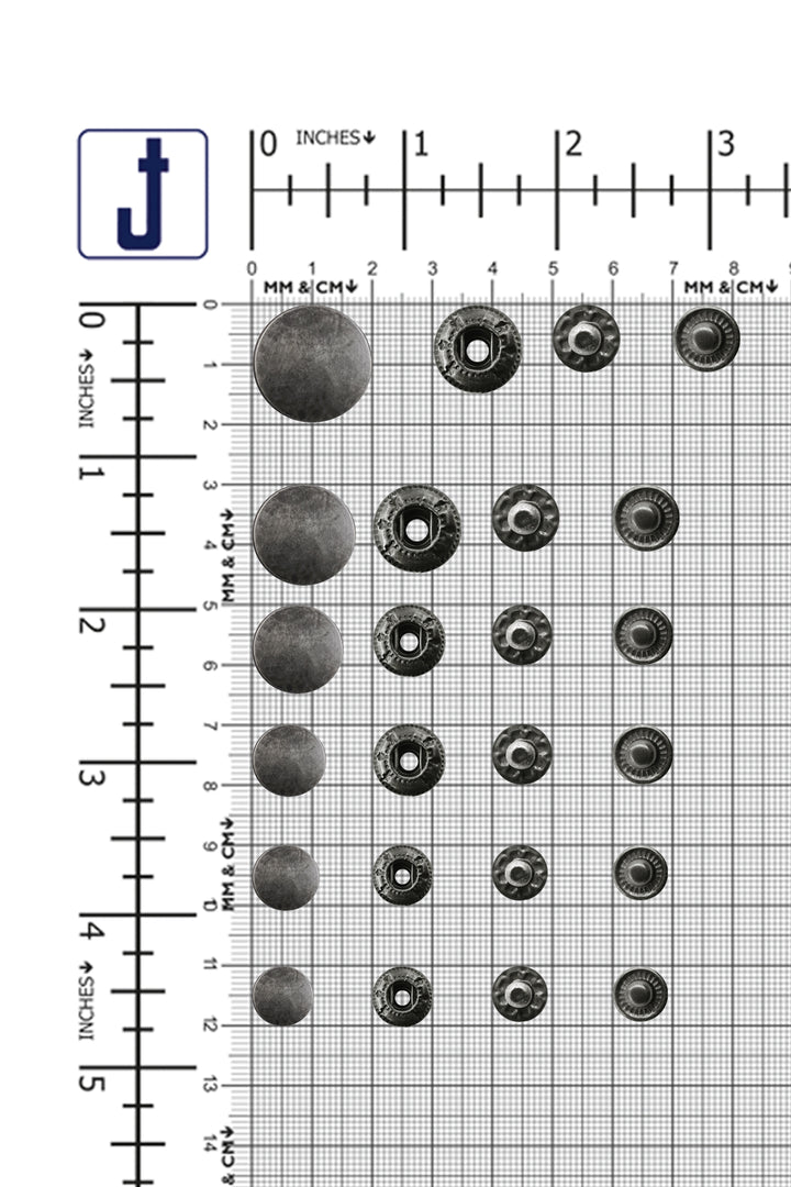 Standard-Quality Pewter Silver 4-Part Metal Snap Buttons for Leather, Jackets, DIY
