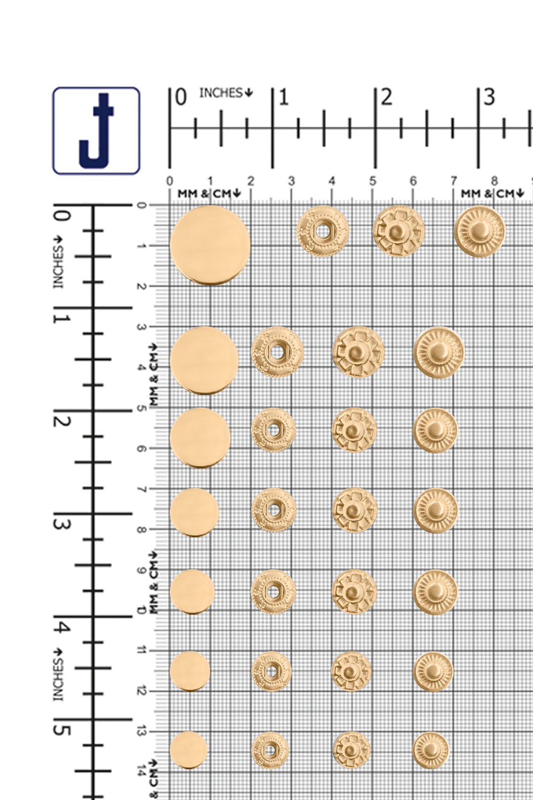 Standard Quality Assorted Metal Snap Buttons 4-Part Snap Fastener Sets