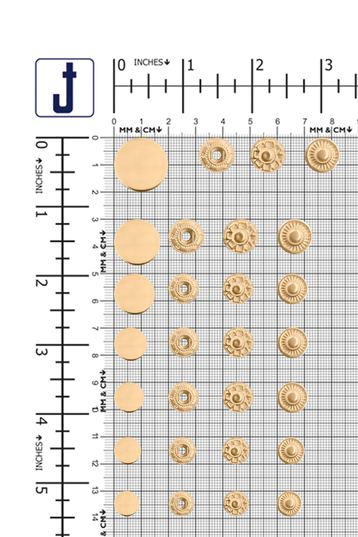 Standard Quality Assorted Metal Snap Buttons 4-Part Snap Fastener Sets