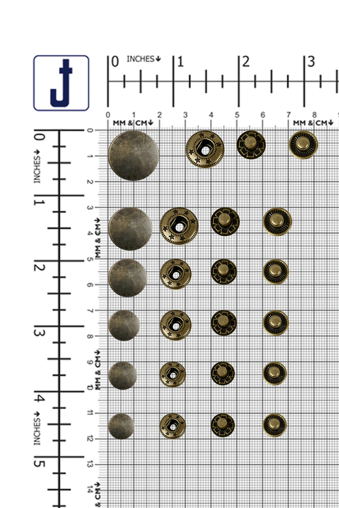 Standard-Quality Antique Brass 4-Part Metal Snap Buttons for Leather, Jackets, DIY