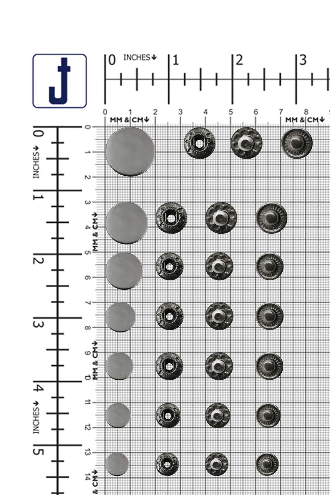 Standard Quality Assorted Metal Snap Buttons 4-Part Snap Fastener Sets