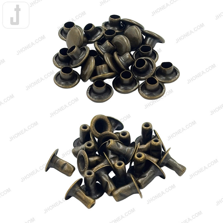 Solid Brass Flat Rivets Antique Brass Finish for Leather, Denim, Belts, Wallets and Craft Applications